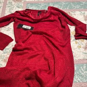 Guess by Marciano Red Long Sleeve Dress